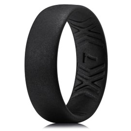 King Will Silicone Wedding Band for Men Women- 1.8mm Ultra Thin Ring Black Metallic Shimmer | Comfort Grip Inner Design | Hypoallergenic Rubber Ring Size 11