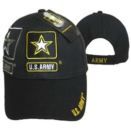 U.S. Army Star Shadow Black Embroidered Baseball Cap Hat 601S