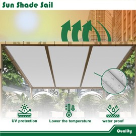 Goleray Sun Shade 5'x8' Waterproof Rectangle Shade Canopy Straight Edge Shade Cloth with Grommets for Patio Carport Pergola Cover Replacement, Commercial Grade, Light Gray