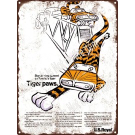 1964 U.S. ROYAL TIRES PONTIAC GTO TIGER PAWS Metal Sign 9x12" A520