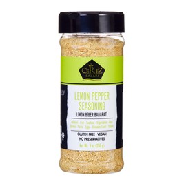 Cerez Pazari Lemon Pepper Seasoning 9 oz – Zesty Blend with Real Lemon Peel, Cracked Black Pepper, Garlic & Onion – Non-GMO, No MSG – Bold Flavor for Chicken, Fish, Veggies & More