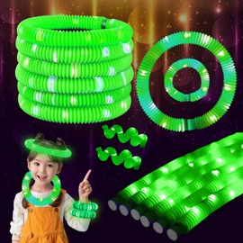 ERGDUTNK Green 36PCS Light Up Pop Fidget Tubes Party Favors-Glow in The Dark Party Supplies for Kids and Adults, Perfect for Festivals, Birthday Parties, Raves, Concerts, and Camping Decorations