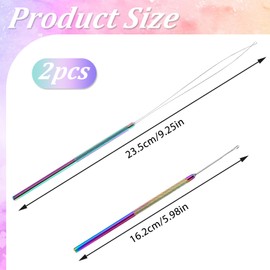 2 Stück Bunte Microring Haarverlängerung Set, Nadel Einfädler mit Nano Perlen Gerät, Frisurenhilfe für Haar oder Feder Erweiterungen