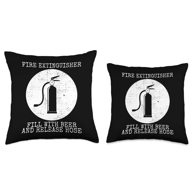 Fill With Beer And Release Hose Fire Extinguisher Throw Pillow