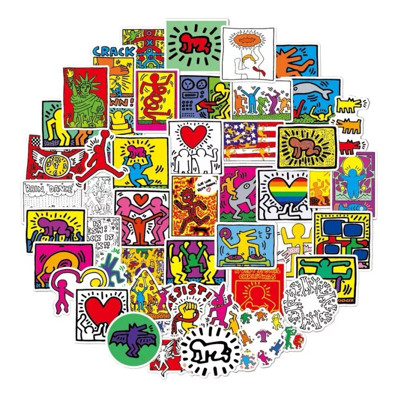 Keith Haring Arte 50 Calcomanias Stickers Pvc Contra Agua