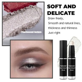White Pearl Eyeshadow Stick, Shimmer Bright Color Eyes Makeup Pen, Metallic Cream Eye Shadow Crayon, Pearlescent Glitter Eyeshadows Pencil, High Pigmented Eyeliner Smooth for Women