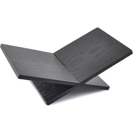 Honygebia Solid Wood Book Stands - Cross Frame Black Oak Wooden Book Holder, Open Bookstand for Display and Reading, Suitable for Art, Bible, Cookbook, Easel, Magazine, Textbooks