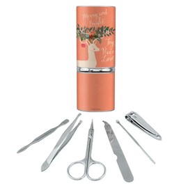 Christmas Deer Merry Bright Joy Peace Love Stainless Steel Manicure Pedicure Grooming Beauty Care Travel Kit