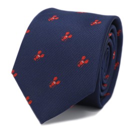 MENDEPOT - Corbata con diseño de langosta, color rojo y azul marino