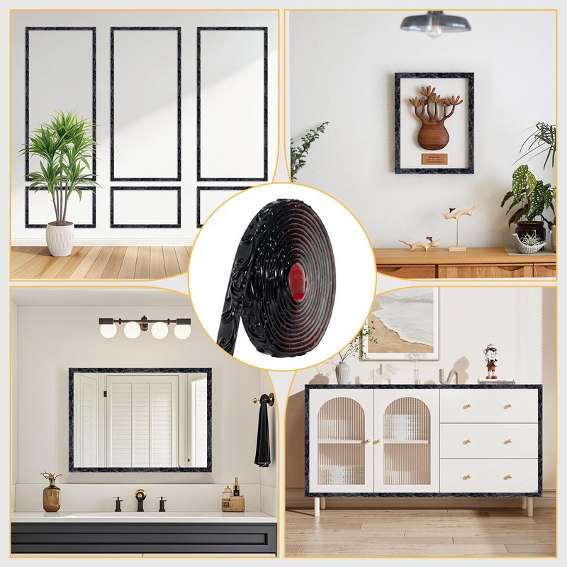 16.4FT x 1.02'' Black Peel and Stick Crown Molding Trim