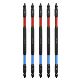 PHLiPBiT ORBiT - SQ2+PH2, Modified Geometry, 6 INCH 5pk. Double End+Double Duty, 1/4" Quick Connect IMPACT BiT, USA-IRPBO6SQPH2-5, (Red/Blue Drives SQ+PH #8/10 Screw) "ULT" MULTi S/Driver Compatible