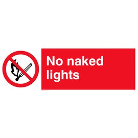 Pack of 5 - No Naked Lights Safety Sign - 300mm x 100mm - L31