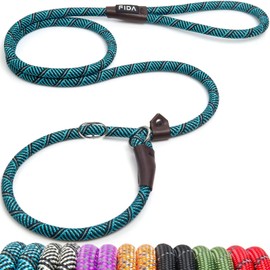 Fida Slip Rope Dog Lead | 1.8m, One-Size-Fits-All, Slip-On Rope Leash. Easy to Slip On, No Collar or Harness Needed. Durable & Weather Resistant Climbers Rope with Reflective Stitching (Blue/S)