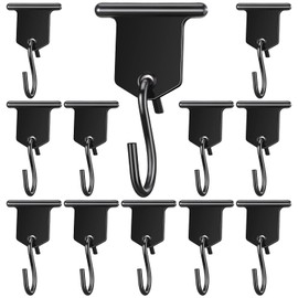 Rv Awning Hooks for Lights Camping Awning Accessory Hangers S Shaped Hooks Set Rv Party Light Hangers for Christmas Party Camping Tent Indoor and Outdoor Supplies (Black,12 Pairs)