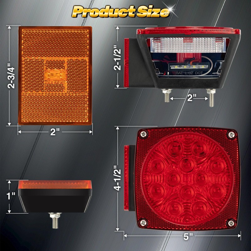 AUTO-GEKKO LED Trailer Light Kit - Stop Turn Tail License