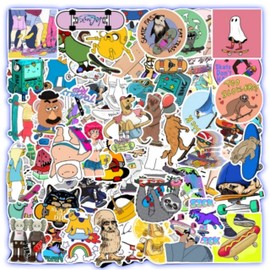 Stickers y pegatinasde dibujos animados con diseños Únicos para Electrónicos, Laptops, Termos, Celulares, Guitarras, Patinetas, etc. Calcomanias Decorativas (Caricaturas y Patinetas, Paquete con 100)