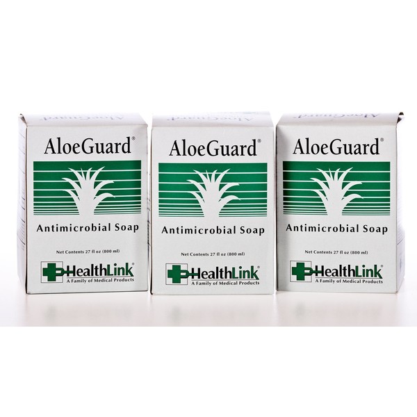 Sold Individually Healthlink AloeGuard 7720 Moisturizing Antimicrobial Soap, 800ml Wall Refill, Aloe Vera Infused, PCMX, Floral Scent (3-Pack)