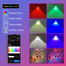 Q QINGCHEN 108ft RGBW LED Module Light UL Listed RGB+White 72pcs with Voice APP Remote Control for Permanent Outdoor Eave roof Perimeter Storefront Waterproof (Power Supply and Controller Included)