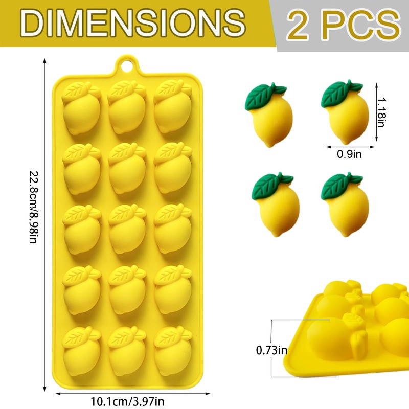 Mini Lemon Silicone Molds, 15 Cavity Lemon Fruit Candy Chocolate