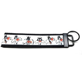 Sylvester cat Looney key fob strap or key - Purse or Wallet Strap Wristlet