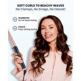Ceramic Tapered Curling Wand 0.5-1 Inch Beachy Waves, 1/2-1 Inch Curling Iron for Long Hair,Dual Voltage Hair Wand Curler with LCD Display 225-450℉|Glove Include