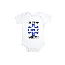 My Daddy Saves Lives Baby Bodysuit | Newborn Gift | EMT Baby Jumpsuit (6-9 Months)