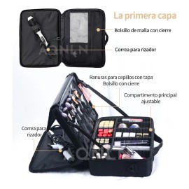 Estuche De Maquillaje De Viaje Profesional Con Divisores L Negro