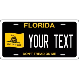Florida Black Don't Tread On Me Custom License plates Auto Bike Motorcycle - Bicycle Size 3x6