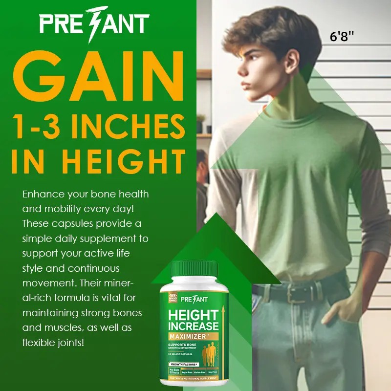 PRETANT Growth Capsules – Natural Height Increase Supplement with Calcium