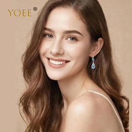 Aquamarine Earrings Sterling Silver Earrings for Women, Silver Drop Earrings for Women March Birthstone Earrings, Hypoallergenic Girls Earrings Jewellery Gift for Mum Birthday Bridesmaid Gift