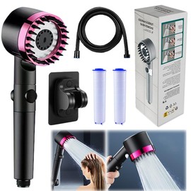 German Multifunctional Massage Shower, Handheld High Pressure Shower Head,Massage And Skin Beauty Multifunctional Shower, 3 Settings 4 in 1 Detachable Showerhead with 47” Hose, Bracket and 2Filters