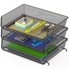 3-Pack Stackable Wide Entry Desk File Document Letter Tray, Black