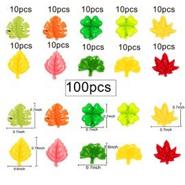 Damyda Slime Charms, 100pcs Resin Charms Embellishments Cute leaves Maple leaves, Ginkgo leaves, Four leaf clover