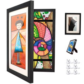 Kids Art Frames, Ciscle 1 Pack A4 Fillable Front Opening Photo Frames, Display Frames for Kids Artwork for 150 Pictures, Ideal for Children's Drawings, Kids Art Projects, School, Home or Office(Black)