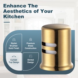 Dishwasher Air Gap Cover, Dishwasher Air Gap Cap for Kitchen Sink, Solid Brass Dishwasher Overflow Vent Cap Replacement Kit, Brushed Gold