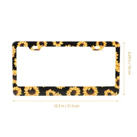 PACKOVE Sunflower License Plate Frame Aluminum Alloy Car License Plate Frame Waterproof License Plate Holder License Plate Frame Holder