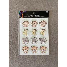 Brother Sister Design Studio 3 Sheets Of “Baby Wildlife” Envelope Seals~Includes 36 Stickers, New In Package!