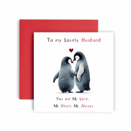 Huxters Penguin Anniversary Valentines Day Card for Husband - You are My Penguin - Lovely Husband Wedding Anniversary Card - 14.8cm