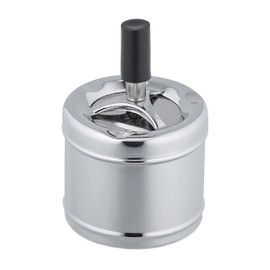 2 x Ashtrays with Swivel Lid Metal Outdoor & Indoor H11.5 x D 8 cm Windproof Swivel Ashtray Silver