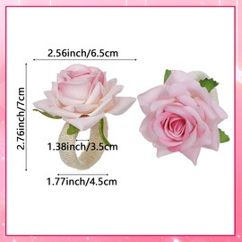 Petunny Floral Napkin Rings Set of 6 Rose Flower Napkin Rings Handmade Flower Napkin Holders Rings Table Decoration for Wedding Banquet Birthday Valentines Party