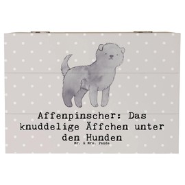 Mr. & Mrs. Panda 22 x 15 cm Holzkiste Affenpinscher Äffchen - Geschenk, liebevoll, Familienhund, Hunderasse, knuddeliges Äffchen, treuer Freund,