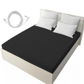 F FINEC Grounding Sheets for Earthing King Size, Fitted Earthing Sheets Grounding Fitted Sheet for Improving Sleep, Better Working and Help with Anxiety, Organic Cotton & Silver Fiber, Black