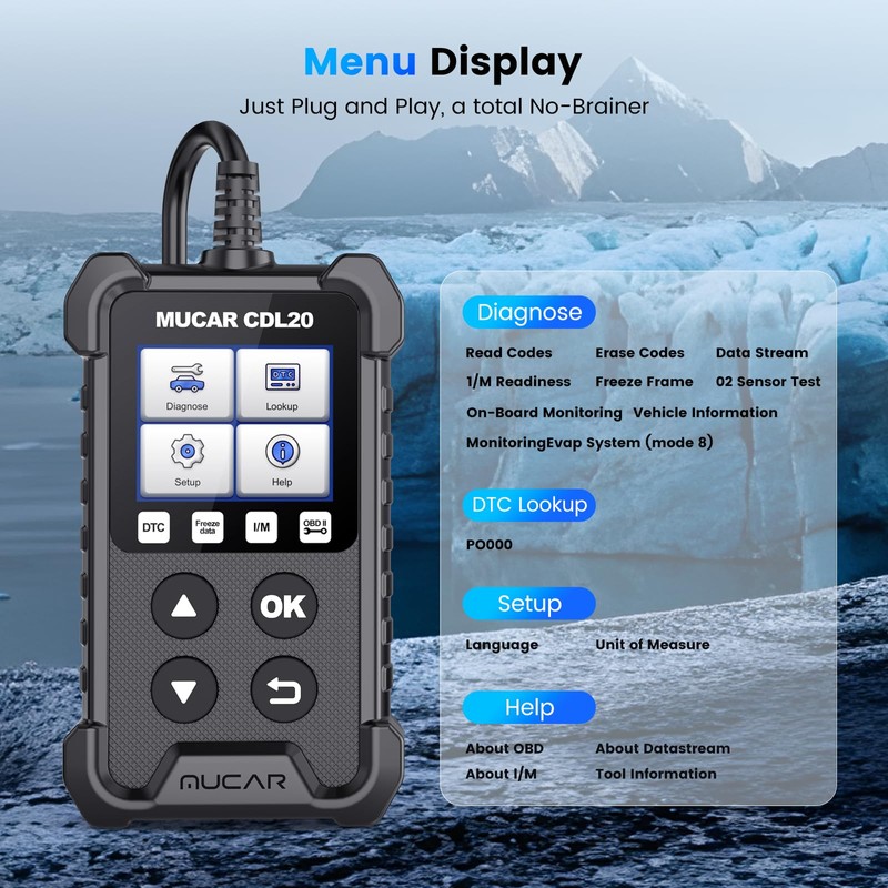 MUCAR OBD2 Scanner Universal OBD2 Code Reader, CDL20 OBD2/EOBD Car
