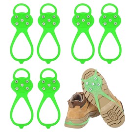 PATIKIL Grippers Spike, 3 Pack Walk Traction Cleats Non Slip Spikes Grip on Snow Ice Multi-Terrain Surfaces Abrasion Rust Resistant with 5 Steels for Shoes Boot, Green Size-M