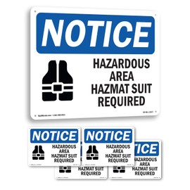 Hazardous Area Hazmat Suit Required OSHA Notice Rigid Plastic Sign 14 Inch x 10 Inch - 5 Pack