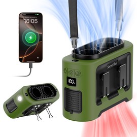 Socool 14500mAh Portable Waist Fan Clip On Wearable Belt Shirt Fan 5 Speeds with Dual Air Outlet & Flashlight Personal Hanging Neck Fans Battery Operated Rechargeable 40H Cooling For Camping Jobsite