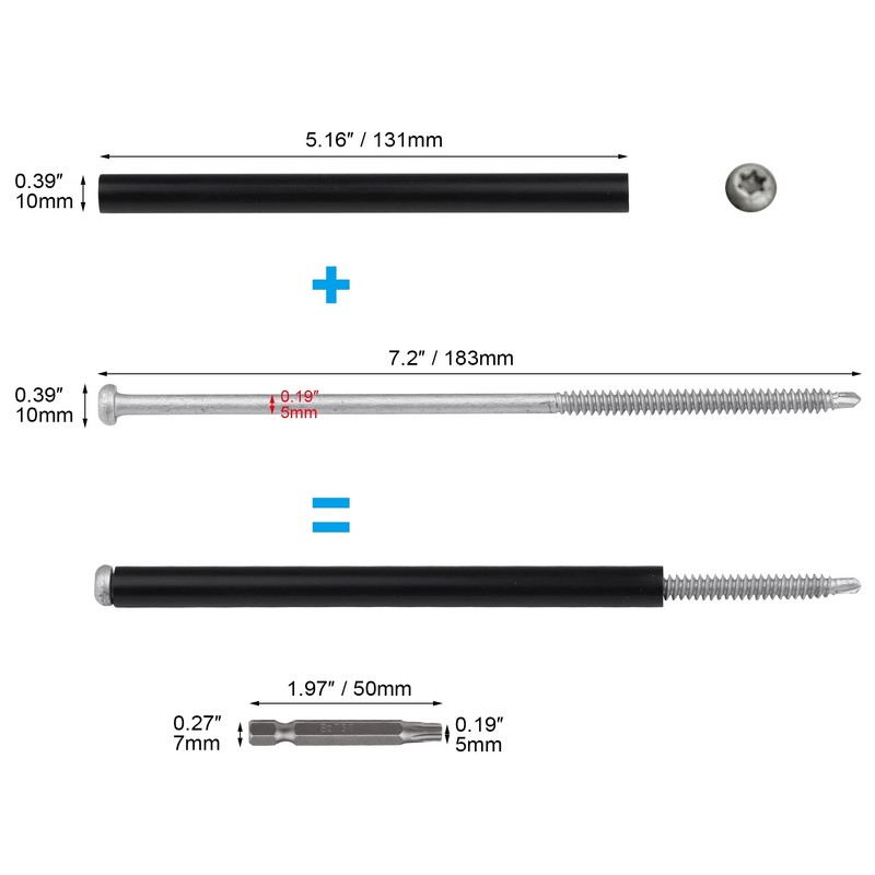 Xadnitu 10 Pieces 7" Gutter Screws with Ferrules and Driving