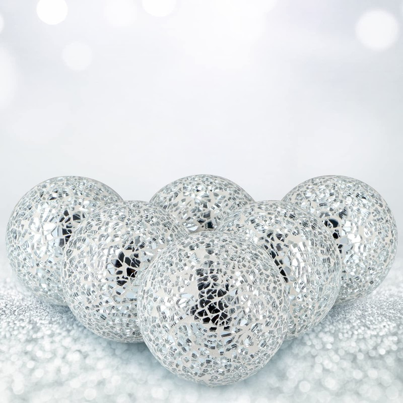 MDLUU 6 Pcs Mosaic Sphere Balls-Diameter 3 in, Decorative Orbs,