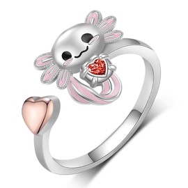 Axolotl Rings 925 Sterling Silver Axolotl Ring Cute Axolotl Jewelry Gift for Women (July)