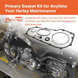 Prewired 2006-2017 Softail & Dyna Primary Gasket Kit Clutch Cover Seal for Harley 2007-2017 Softail and 2006-2017 Dyna FXD Models